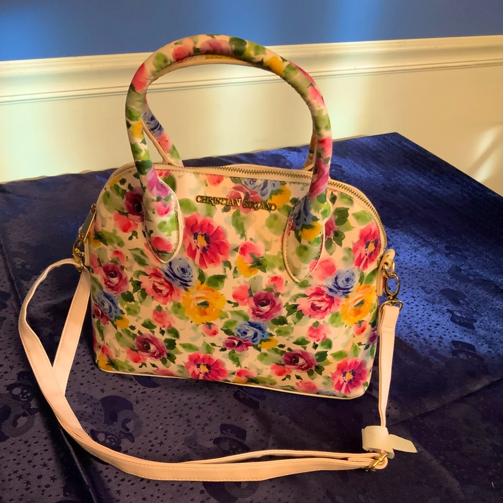 Pink, yellow, and blue flower Christian Siriano purse